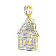 Load image into Gallery viewer, 10kt Yellow Gold Men's Round Diamond Trap House Charm Pendant - 3/4 Cttw | Splendid Jewellery product Side View from Splendid Jewellery