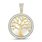 10kt Yellow Gold Men's Round Diamond Tree of Life Circle Charm Pendant - 3/4 Cttw | Splendid Jewellery - Splendid Jewellery