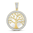 10kt Yellow Gold Men's Round Diamond Tree of Life Circle Charm Pendant - 3/4 Cttw | Splendid Jewellery - Splendid Jewellery