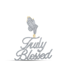 Load image into Gallery viewer, 10kt Yellow Gold Mens Round Diamond Truly Blessed Charm Pendant 1 Cttw - Splendid Jewellery