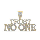 10kt Yellow Gold Men's Round Diamond "Trust No One" Charm Pendant - 2 - 1/3 Cttw - Splendid Jewellery
