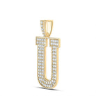 10kt Yellow Gold Men's Round Diamond U Initial Letter Charm Pendant - 1 - 5/8 Cttw - Splendid Jewellery