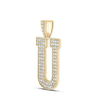 10kt Yellow Gold Men's Round Diamond U Initial Letter Charm Pendant - 1 - 5/8 Cttw - Splendid Jewellery
