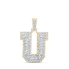 10kt Yellow Gold Men's Round Diamond U Initial Letter Charm Pendant - 1 Cttw - Splendid Jewellery