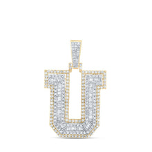 Load image into Gallery viewer, 10kt Yellow Gold Men's Round Diamond U Initial Letter Charm Pendant - 1 Cttw - Splendid Jewellery