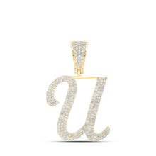Load image into Gallery viewer, 10kt Yellow Gold Men's Round Diamond U Initial Letter Charm Pendant - 1 Cttw - Splendid Jewellery