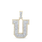 10kt Yellow Gold Men's Round Diamond U Initial Letter Charm Pendant - 7/8 Cttw | Splendid Jewellery - Splendid Jewellery