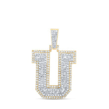 Load image into Gallery viewer, 10kt Yellow Gold Men's Round Diamond U Initial Letter Charm Pendant - 7/8 Cttw | Splendid Jewellery - Splendid Jewellery
