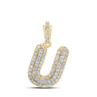 10kt Yellow Gold Men's Round Diamond U Initial Letter Pendant 1/5 Cttw - A Dazzling Statement of Style - Splendid Jewellery