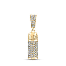 10kt Yellow Gold Men's Round Diamond Urn Cylinder Charm Pendant - 1 Cttw | Splendid Jewellery - Splendid Jewellery