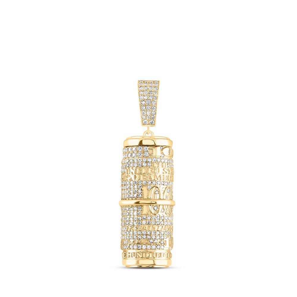 10kt Yellow Gold Men's Round Diamond Urn Memorial Charm Pendant - 2 Cttw | Splendid Jewellery - Splendid Jewellery