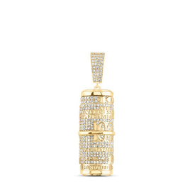 10kt Yellow Gold Men's Round Diamond Urn Memorial Charm Pendant - 2 Cttw | Splendid Jewellery - Splendid Jewellery