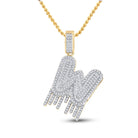 10kt Yellow Gold Men's Round Diamond W Dripping Letter Charm Pendant 3/4 Cttw | Splendid Jewellery - Splendid Jewellery