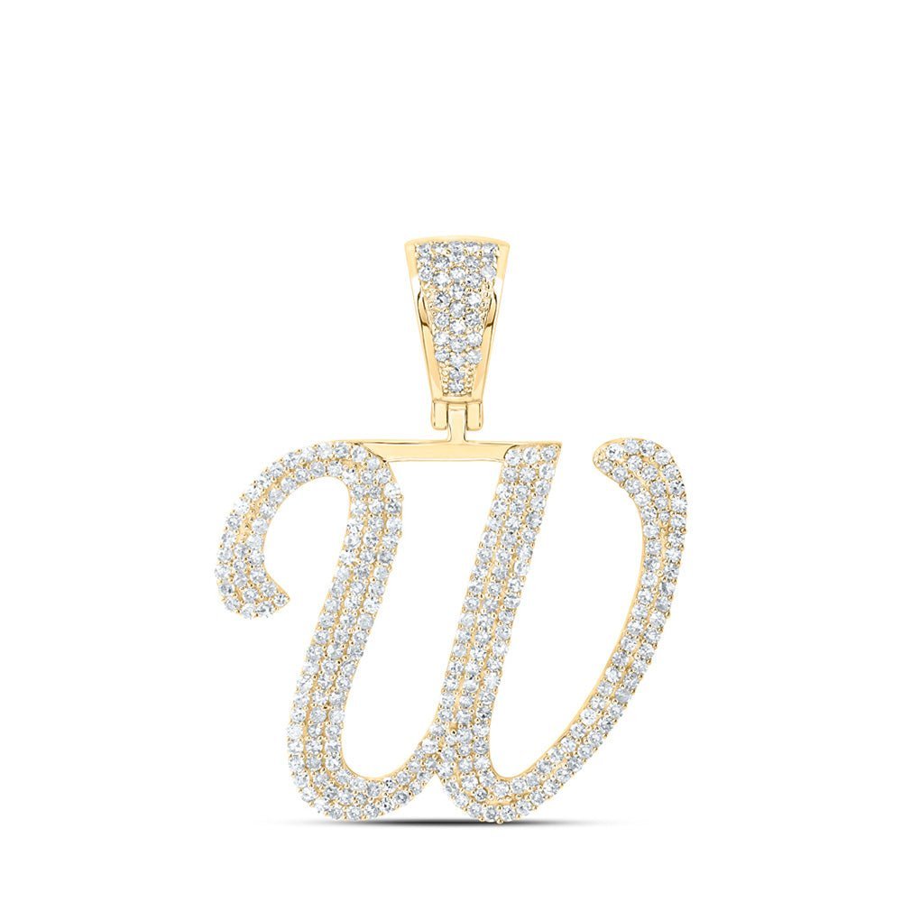 10kt Yellow Gold Men's Round Diamond W Initial Letter Charm Pendant - 1 - 1/4 Cttw - Splendid Jewellery