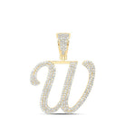 10kt Yellow Gold Men's Round Diamond W Initial Letter Charm Pendant - 1 - 1/4 Cttw - Splendid Jewellery