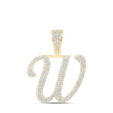 Load image into Gallery viewer, 10kt Yellow Gold Men's Round Diamond W Initial Letter Charm Pendant - 1 - 1/4 Cttw - Splendid Jewellery