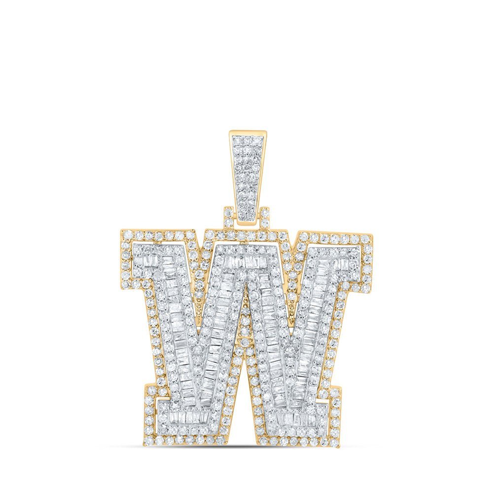 10kt Yellow Gold Men's Round Diamond W Initial Letter Charm Pendant - 1 - 3/4 Cttw - Splendid Jewellery