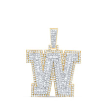 Load image into Gallery viewer, 10kt Yellow Gold Men's Round Diamond W Initial Letter Charm Pendant - 1 - 3/4 Cttw - Splendid Jewellery
