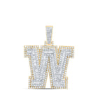 10kt Yellow Gold Men's Round Diamond W Initial Letter Charm Pendant - 1 - 3/4 Cttw - Splendid Jewellery