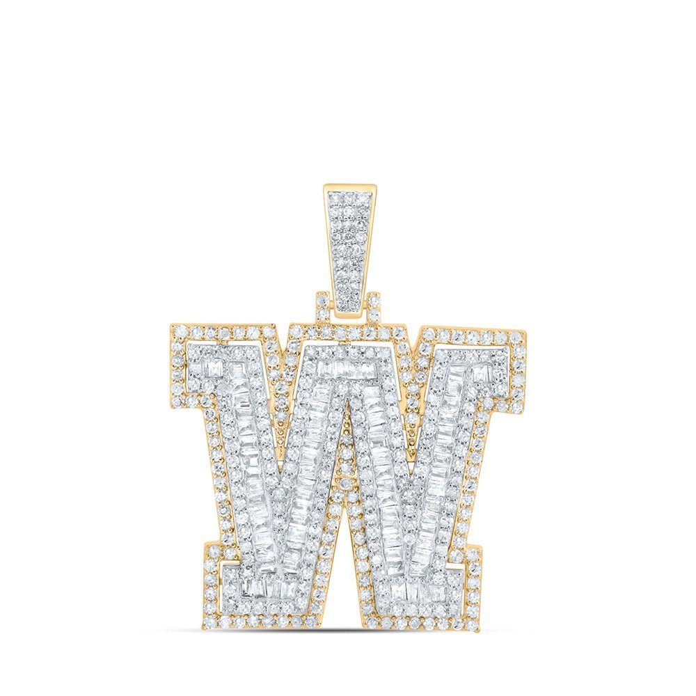 10kt Yellow Gold Men's Round Diamond W Initial Letter Charm Pendant - 1 - 3/8 Cttw - Splendid Jewellery