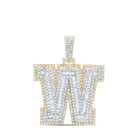 10kt Yellow Gold Men's Round Diamond W Initial Letter Charm Pendant - 1 - 3/8 Cttw - Splendid Jewellery
