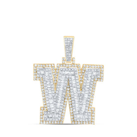 10kt Yellow Gold Men's Round Diamond W Initial Letter Charm Pendant - 1 - 3/8 Cttw - Splendid Jewellery