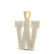 Load image into Gallery viewer, 10kt Yellow Gold Men's Round Diamond W Initial Letter Charm Pendant - 3 - 1/3 Cttw - Splendid Jewellery