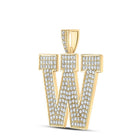 10kt Yellow Gold Men's Round Diamond W Initial Letter Charm Pendant - 3 - 1/3 Cttw - Splendid Jewellery