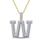 10kt Yellow Gold Men's Round Diamond W Initial Letter Charm Pendant - 3 Cttw | Splendid Jewellery product  Top View from Splendid Jewellery
