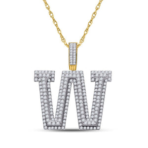 10kt Yellow Gold Men's Round Diamond W Initial Letter Charm Pendant - 3 Cttw | Splendid Jewellery - Splendid Jewellery