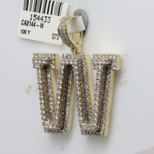 Load image into Gallery viewer, 10kt Yellow Gold Men's Round Diamond W Initial Letter Charm Pendant - 3 Cttw | Splendid Jewellery product Side View from Splendid Jewellery