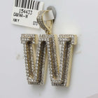 10kt Yellow Gold Men's Round Diamond W Initial Letter Charm Pendant - 3 Cttw | Splendid Jewellery product Side View from Splendid Jewellery