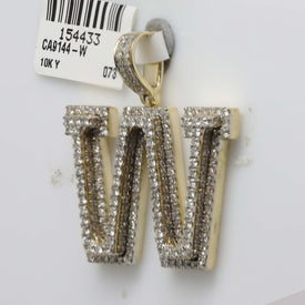 10kt Yellow Gold Men's Round Diamond W Initial Letter Charm Pendant - 3 Cttw | Splendid Jewellery product Side View from Splendid Jewellery