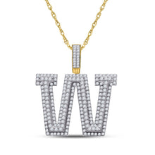 Load image into Gallery viewer, 10kt Yellow Gold Men's Round Diamond W Initial Letter Charm Pendant - 3 Cttw | Splendid Jewellery - Splendid Jewellery