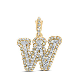 10kt Yellow Gold Men's Round Diamond W Initial Letter Pendant 1/3 Cttw - A Dazzling Statement of Personalized Style - Splendid Jewellery