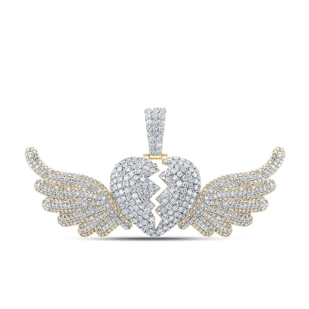 10kt Yellow Gold Men's Round Diamond Wing Broken Charm Pendant - Captivating and Dazzling Jewelry - Splendid Jewellery