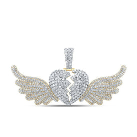 10kt Yellow Gold Men's Round Diamond Wing Broken Charm Pendant - Captivating and Dazzling Jewelry - Splendid Jewellery