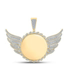10kt Yellow Gold Men's Round Diamond Wing Memory Circle Charm Pendant - 1 Cttw | Splendid Jewellery - Splendid Jewellery