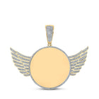 10kt Yellow Gold Mens Round Diamond Wing Memory Circle Charm Pendant 3/4 Cttw - Splendid Jewellery