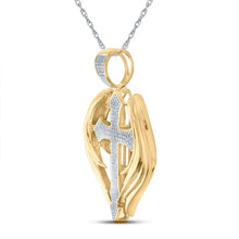 Load image into Gallery viewer, 10kt Yellow Gold Men's Round Diamond Wings Cross Pendant - 1/2 Cttw | Splendid Jewellery product Side View from Splendid Jewellery