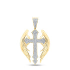 10kt Yellow Gold Men's Round Diamond Wings Cross Pendant - 1/2 Cttw | Splendid Jewellery - Splendid Jewellery