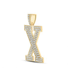 10kt Yellow Gold Men's Round Diamond X Initial Letter Charm Pendant - 1 - 7/8 Cttw - Splendid Jewellery