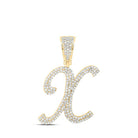10kt Yellow Gold Men's Round Diamond X Initial Letter Charm Pendant 1 Cttw - Splendid Jewellery