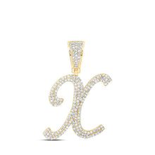Load image into Gallery viewer, 10kt Yellow Gold Men's Round Diamond X Initial Letter Charm Pendant 1 Cttw - Splendid Jewellery