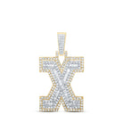 10kt Yellow Gold Mens Round Diamond X Initial Letter Charm Pendant 1 Cttw | Splendid Jewellery - Splendid Jewellery