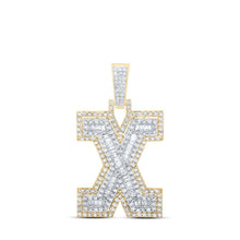 Load image into Gallery viewer, 10kt Yellow Gold Mens Round Diamond X Initial Letter Charm Pendant 1 Cttw | Splendid Jewellery - Splendid Jewellery