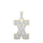 10kt Yellow Gold Mens Round Diamond X Initial Letter Charm Pendant 1 Cttw | Splendid Jewellery - Splendid Jewellery