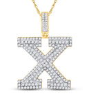 10kt Yellow Gold Men's Round Diamond X Initial Letter Charm Pendant - 2-1/3 Cttw | Splendid Jewellery product  Top View from Splendid Jewellery
