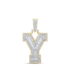 10kt Yellow Gold Men's Round Diamond Y Initial Letter Charm Pendant 7/8 Cttw - A Dazzling Statement Piece by Splendid Jewellery - Splendid Jewellery