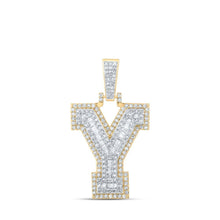 Load image into Gallery viewer, 10kt Yellow Gold Men's Round Diamond Y Initial Letter Charm Pendant 7/8 Cttw - A Dazzling Statement Piece by Splendid Jewellery - Splendid Jewellery